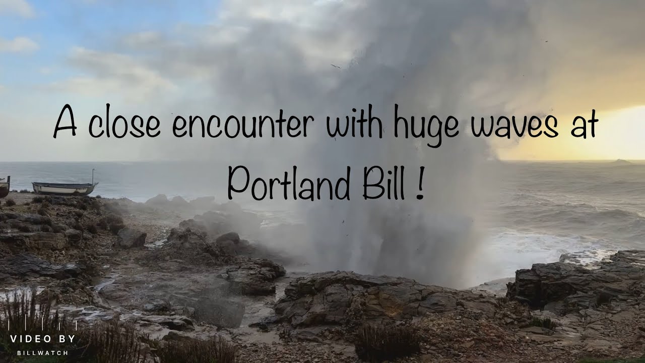 Epic waves and swells at Portland bill on the Jurassic Coast, at high tide
