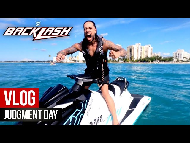 Damian Priest goes for a spin on Jet Skis in Puerto Rico: Judgment Day WWE Backlash 2023 Vlog class=