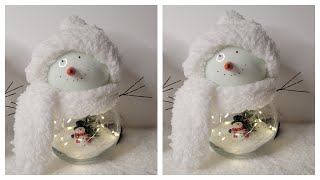 DOLLAR TREE WINE GLASS AND SNOWMEN SCENERY | BEAUTIFUL CHRISTMAS DECOR |HOW TO MAKE SCARF &amp; HAT 2021