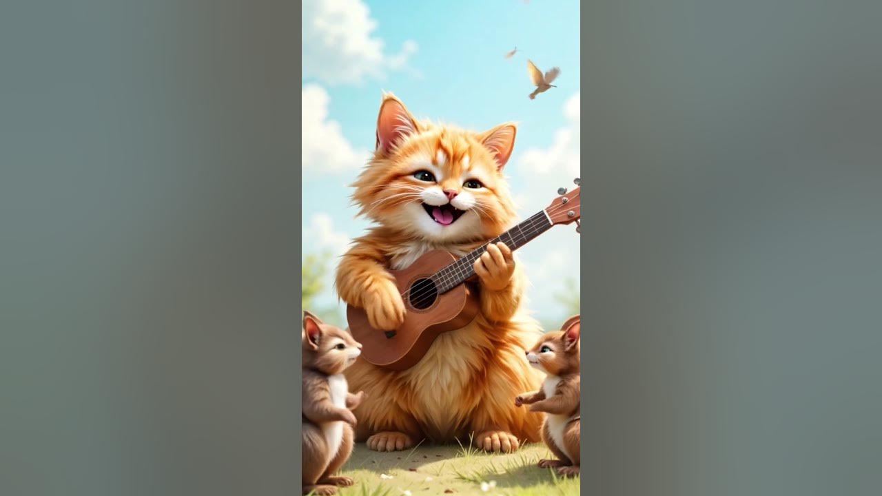 Cute Cat Plays Ukulele 🐱🎶 | Forest Animals Dance Together! #shorts
