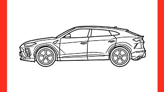 How to draw a LAMBORGHINI URUS 2019 step by step / drawing lambo urus suv 2018 car easy