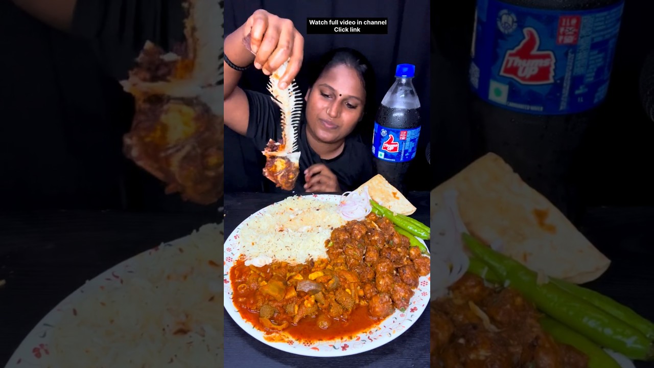 Watch Full Video in Channel |Mutton Boti Curry Fish Fry Mutton Kofta Basmati Rice Eating |Short 1700