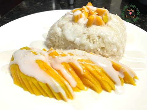 MANGO STICKY RICE ( arroz glutinoso con mango) postres thai receta fácil para degustar en casa!!