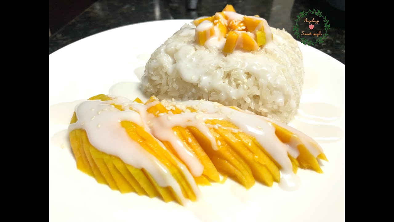 MANGO STICKY RICE ( arroz glutinoso con mango) postres thai receta fácil para degustar en casa!!