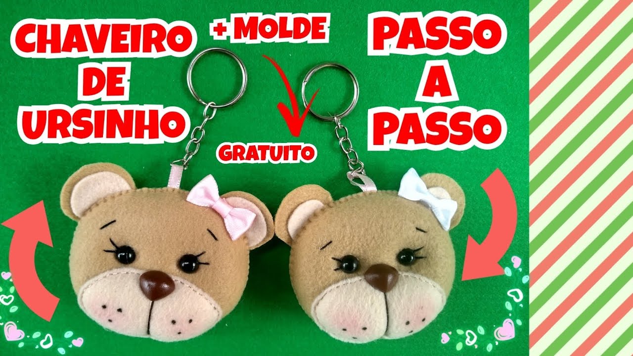 CHAVEIRO Fácil  DE FELTRO Ursinho costurado à mão ✋