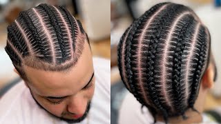 Mens Stitch Braids on SHORT hair | Straight Backs