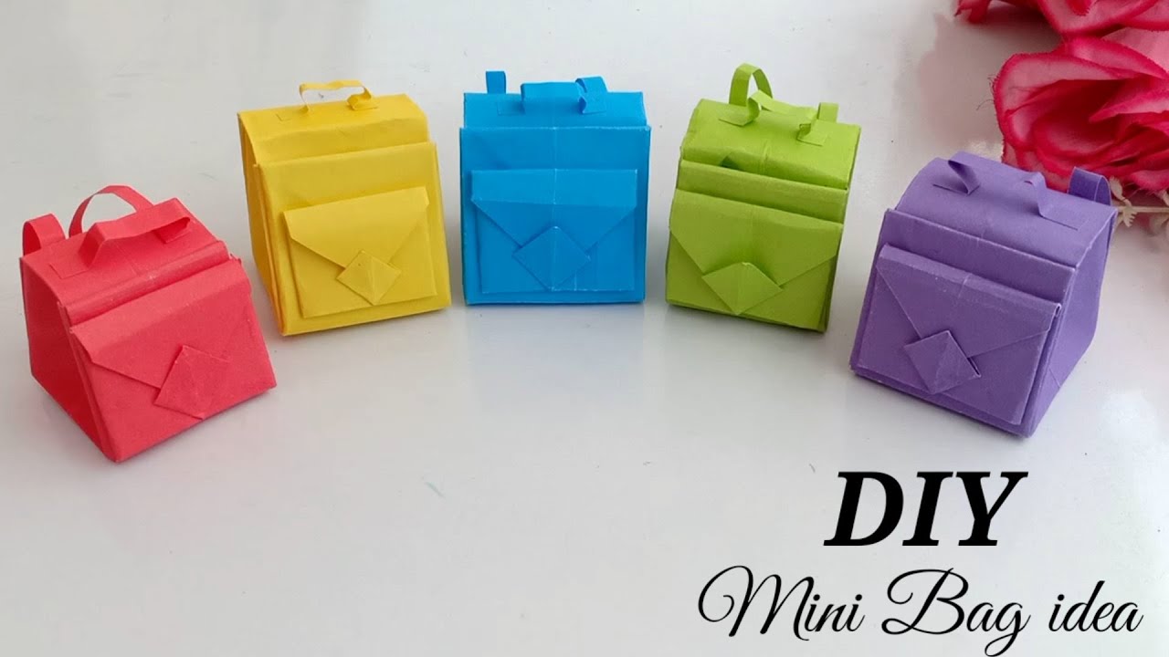 How to make a paper school bag | DIY Origami crafts | Easy Origami step ...
