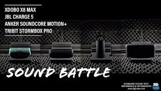 Xdobo X8 Max vs. JBL Charge 5 vs. Anker Soundcore Motion+ vs. Tribit Stormbox Pro Sound Test Battle