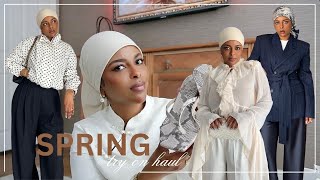 MODEST SPRING TRY-ON- HAUL |  H&M, ASOS, MANGO, UNIQLO, VINTED