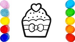 Let's Color Together a Cute Big Cup Cake 🧁 Coloring pages for kids