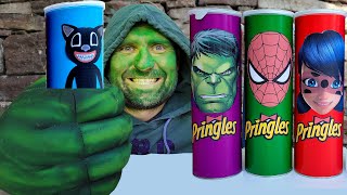 프링글스를 먹으면 무엇으로 변할까요! 마법 Giant Pringles Elsa Frozen vs Hulk Mukbang PelMen #2