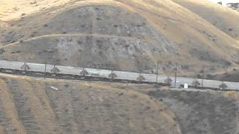 Southbound Union Pacific Railroad freight climbs grade @ Cliff on Tehachapi, CA 9/22/2012