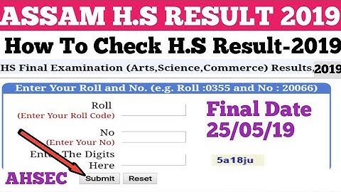 Assam H.S Result 2019,, How To Check Assam AHSEC Result 2019