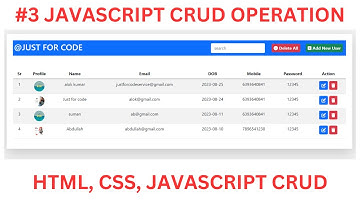 #3 CRUD | CREATE |  UPDATE | READ | DELETE |JAVASCRIPT PROJECT HTML | CSS | JAVASCRIPT @Justforcode