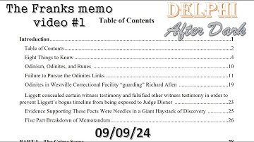 The Franks Memo - Video 1 #delphiafterdark #carrollcountycorruption