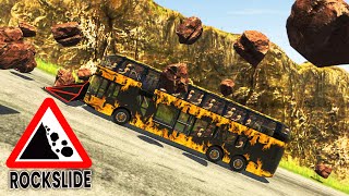 BeamNG Drive - Cars vs Rockslide #3 (Big Rocks)