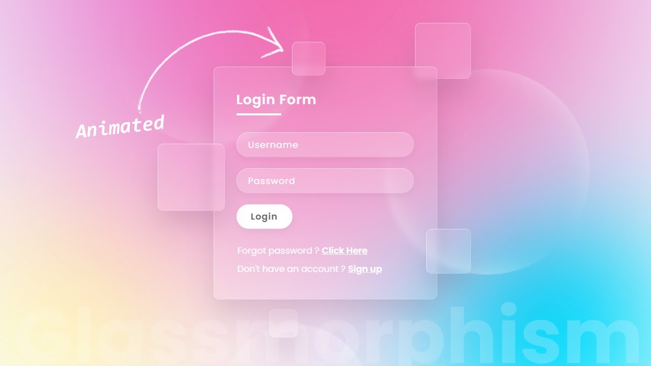 Glassmorphism Login Form using Html & CSS | CSS3 Animated Login Form