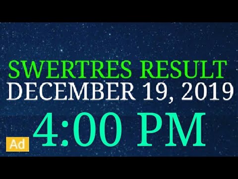 Swertres result today 4pm December 19 2019 - Official PCSO Lotto result - thursday ez2 3d SUERTRES