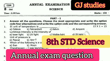 class - 8 science annual exam question paper 2023 science model question paper2022 @GjStudies