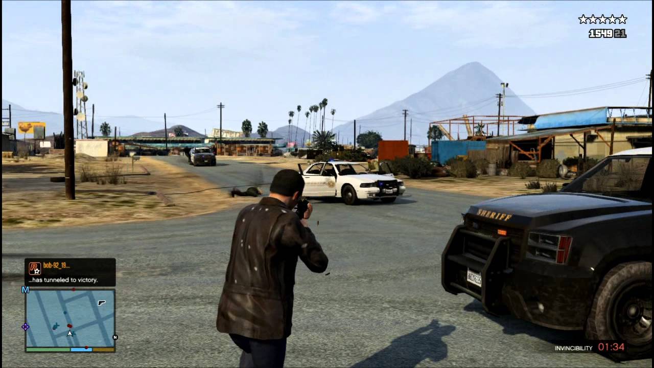 Gta5 無敵チートで警察と銃撃戦 Youtube