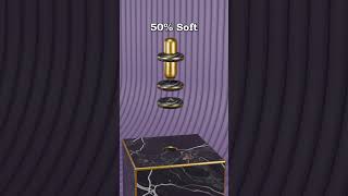 0% vs 100% Softnes Golden Cylinde in Rings | 3DCG Soft Physics Simulation