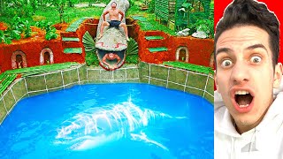 PRIMITIVE BUILDING UNDERGROUND TUNNEL WATER SLIDE Into SWIMMING POOL HOUSE (Try Not To Say WOW )