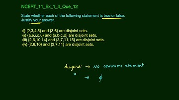 Sets Theory - Ex 1.4 | Questions on Disjoint Sets | Que #12 | 11th NCERT Maths | Edusaral