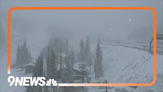 Snow falls in mountains of Colorado west of Denver