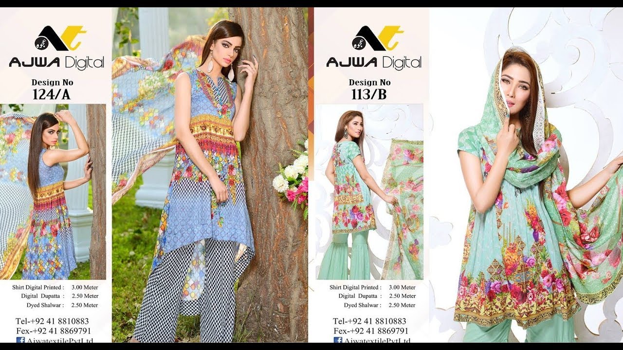 Ajwa Digital Printed Summer Lawn Vol 01 2018
