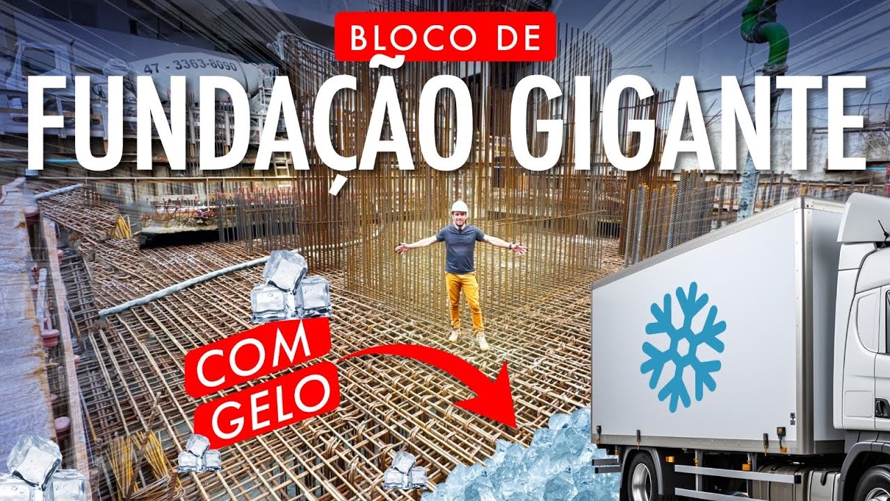 BLOCO DE FUNDAÇÃO GIGANTE Frente MAR com GELO - OBRAS do Harmony Ocean Front