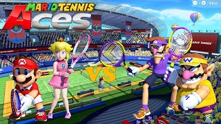 Mario Tennis Aces - Mario & Peach Vs Wario & Waluigi - Marina Stadium Gr