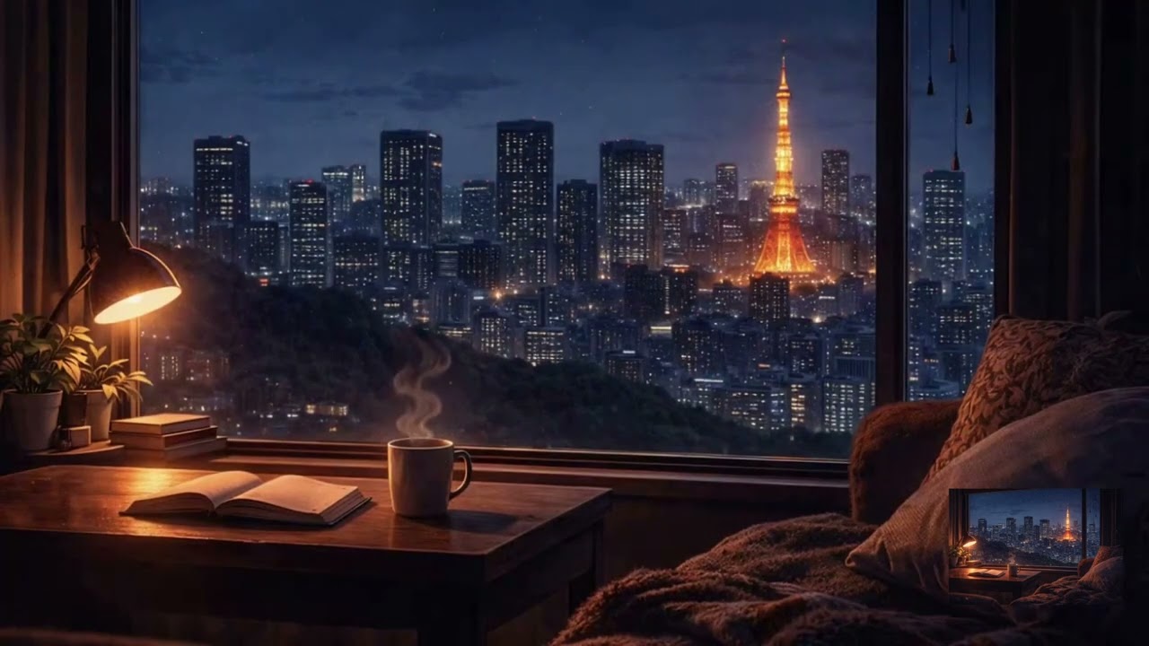 Cozy Lofi Night in the Big City | Urban Skyline Vibes for Studying, Relaxing and Sleeping