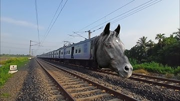 Fast And Furious Angry MAD HORSE Face Emu Local Train Dangerously Moving Through Out Railgate