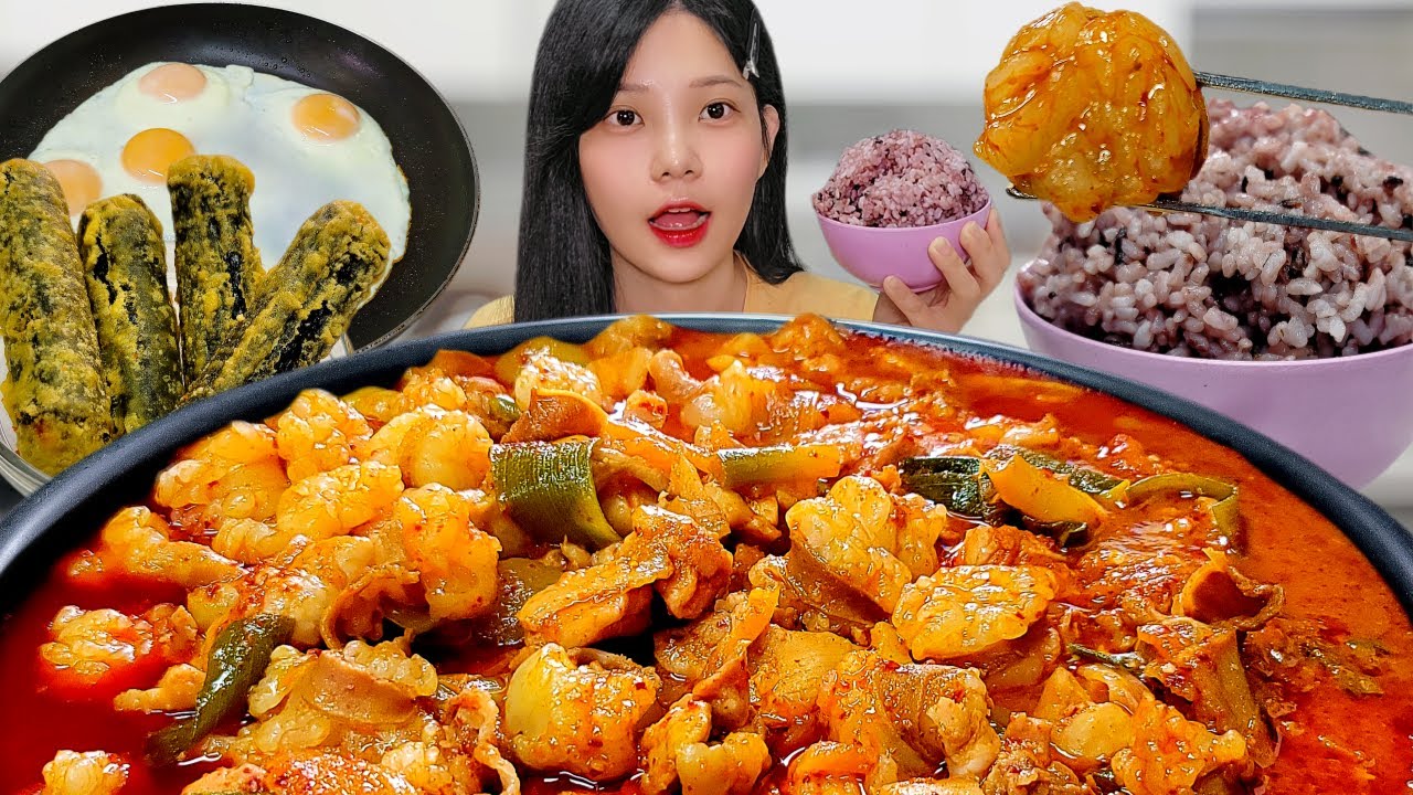 Я положила туда много куриного и говяжьего рубца👍Тушеное мясо с говяжьим рубцом Мукбанг