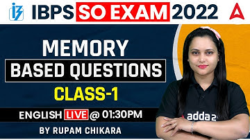 IBPS SO Memory Based Questions Class 1 IBPS SO English By Rupam Chikara