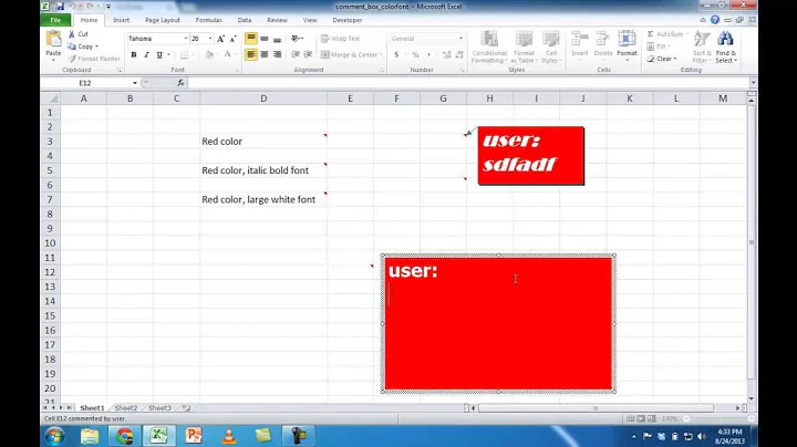 Change the Default Color and Font of a Comment Box