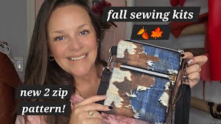 Fall Sewing Kits are HERE!! 🍂🍁 Our new 2 zip crossbody bag pattern perfect for all sewing levels!