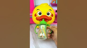 Satisfying With Unboxing Miniature Cute Duck Set Toys, Eating Milk Bottle Candy, ASMR Videos