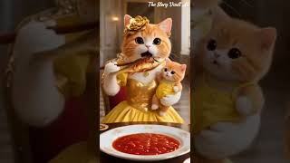 Adorable Mom Cat Eats Fish While Baby Cat Enjoys Milk 🐱❤️#CutestMoments #cat #shorts