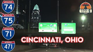Night Drive Through Cincinnati, Ohio (I-74, I-75, I-71, I-471)