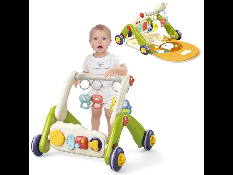 Ігровий килимок Ходунки 3в1 для раннього розвитку дрібної моторики бізіборд піаніно підвіски брязкальця звук світло, видео 1