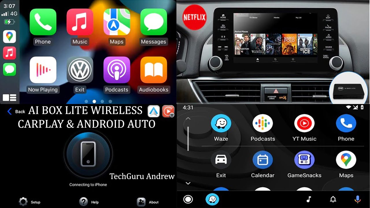 CARPLAY AI BOX LITE WIRELESS CARPLAY & ANDROID AUTO ADAPTER  &  NETFLIX 