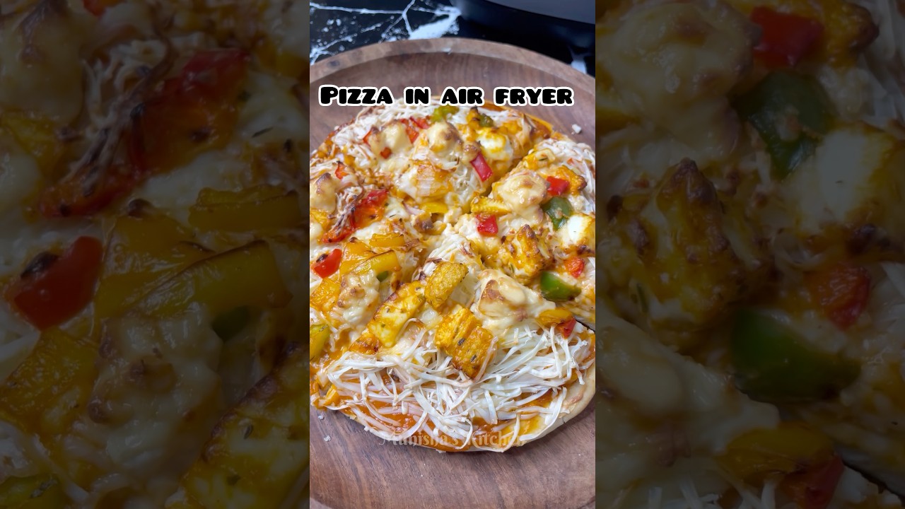 Veg Loaded Pizza In Air Fryer #pizza #vegrecipe #pizzalover #pizzarecipe