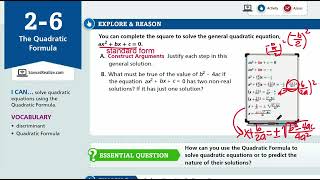 EnVision Algebra 2 Lesson 2-6: The Quadratic Formula - Explore & Reason