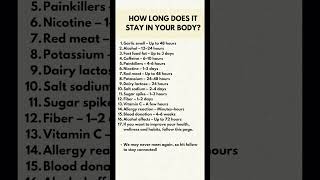 How Long Common Foods and Substances Stay in Your Body #preventiontips #healthyamerica #healthtips