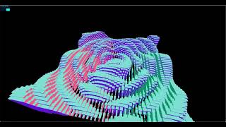 Simple test of three.js - Rosette-shaped waving cubes