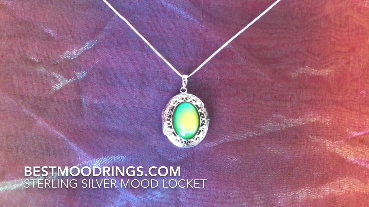 Best Mood Rings  - Sterling Silver Mood Pendant Locket - Watch it Changing Colors