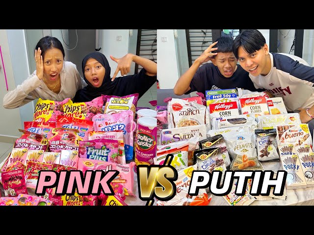 ADIK BORONG JAJAN IKUT WARNA! PINK VS PUTIH class=