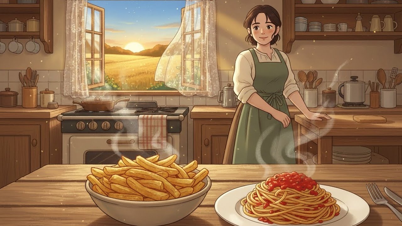 Soft Summer Evening in the Countryside🌿| Frying Potatoes& Butter Pasta|Cozy Ghibli-StyleCooking ASMR