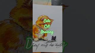 "Easy Watercolor Tutorial: Drawing a Curious Cute Kitty with Butterfly#viral# #short#youtubeshorts